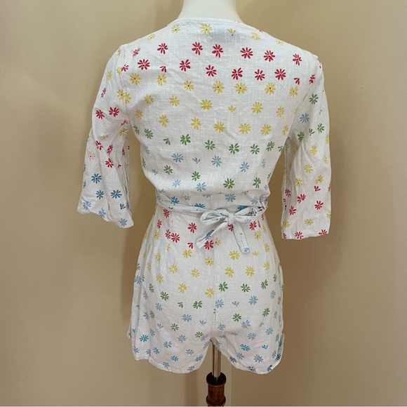 Urban Outfitters Rainbow Floral Tie Front Skort Romper - Picture 7 of 8